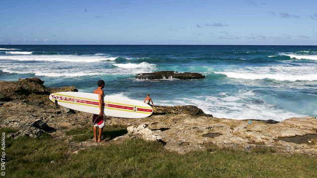 Spots de surf pour tous les niveaux, près de Saint François en Guadeloupe